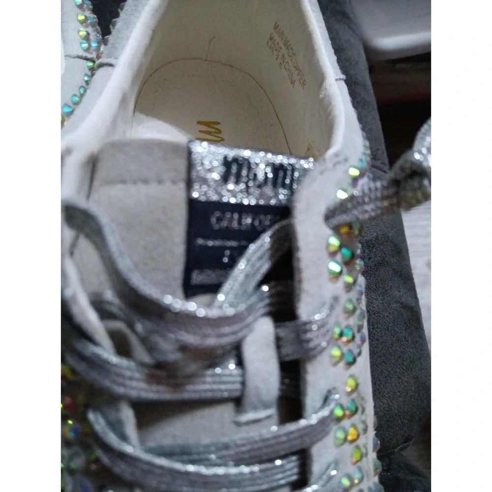 Mi.iM Women's Fashion Gray Rhinestone Sneakers Shoes Sparkle Blue Green EUC